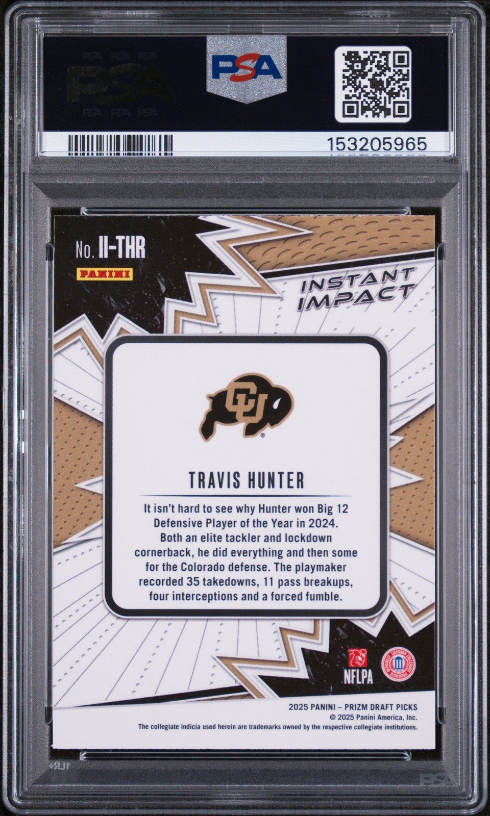 Graded 2025 Prizm DP Travis Hunter #II-THR Instant Impact RC Card PSA 10