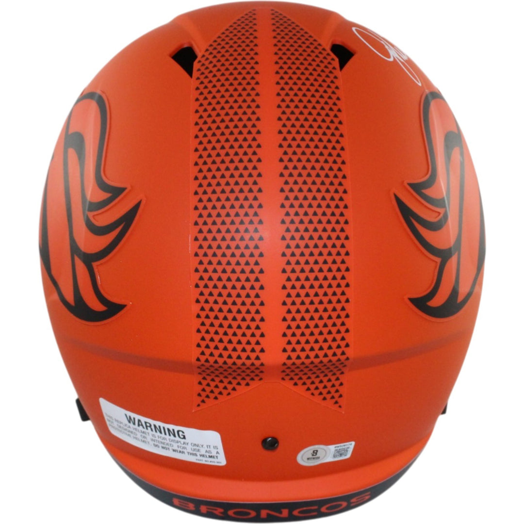 John Elway Autographed Denver Broncos F/S Rave Helmet Beckett Witness 55193
