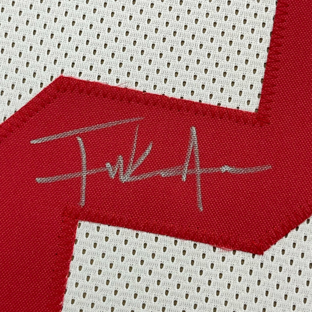Framed Autographed/Signed Frank Gore 33x42 San Francisco White Jersey COA