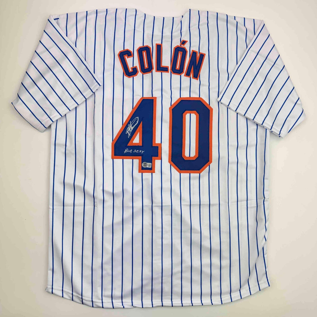Autographed/Signed Bartolo Colon Big Sexy Insc New York Jersey Beckett BAS COA