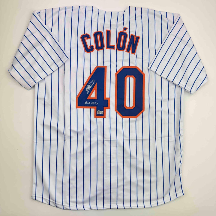 Autographed/Signed Bartolo Colon Big Sexy Insc New York Jersey Beckett BAS COA