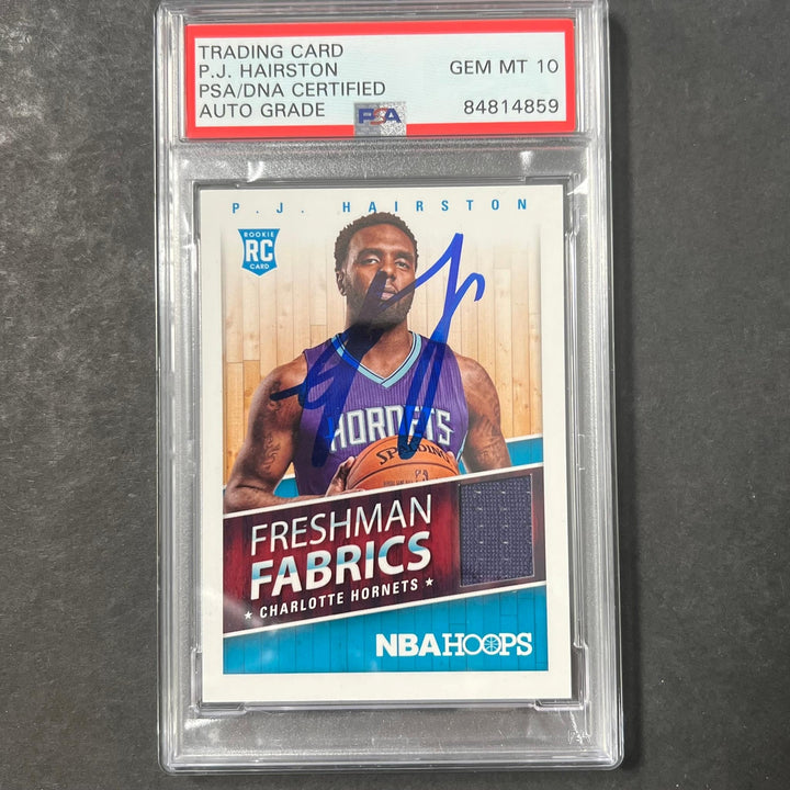 2014-15 Panini Hoops #23 PJ Hairston Signed Card AUTO 10 PSA/DNA Slabbed RC Horn