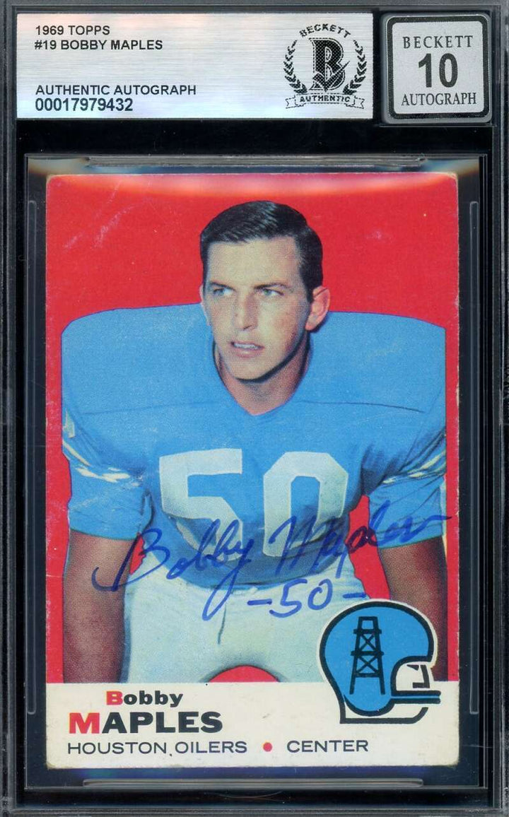 Bobby Maples Gem Mint 10 Beckett BAS Signed 1969 Topps Autograph