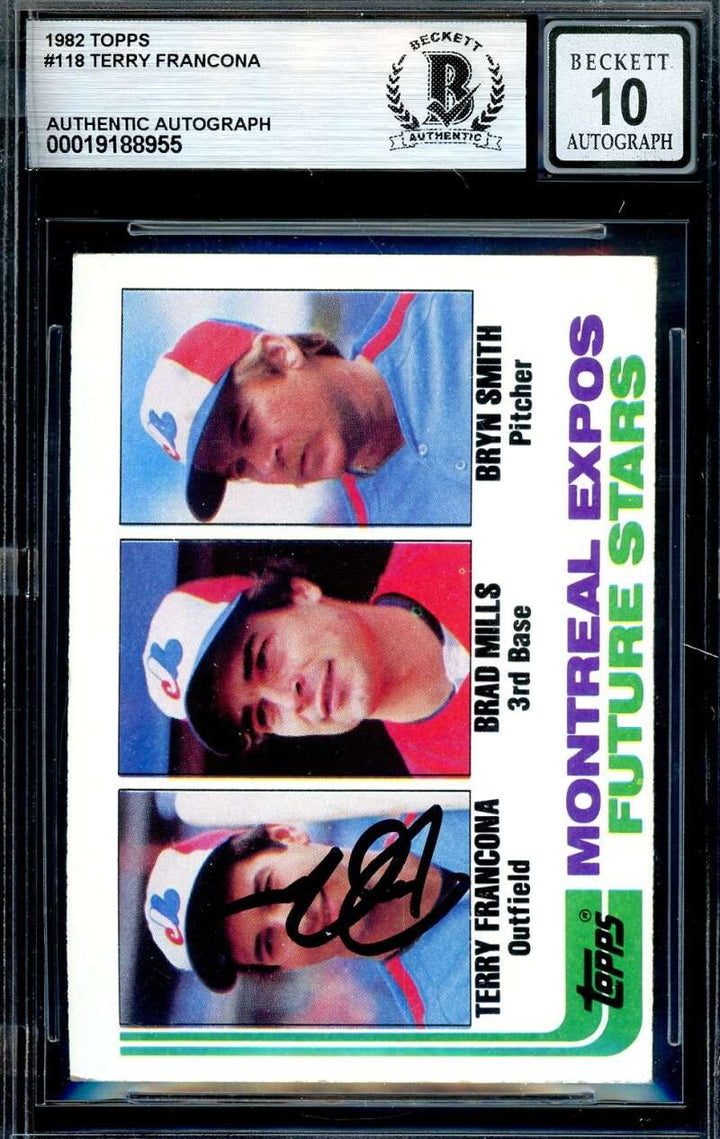 Terry Francona Gem Mint 10 Beckett BAS Signed 1982 Topps Rookie Autograph