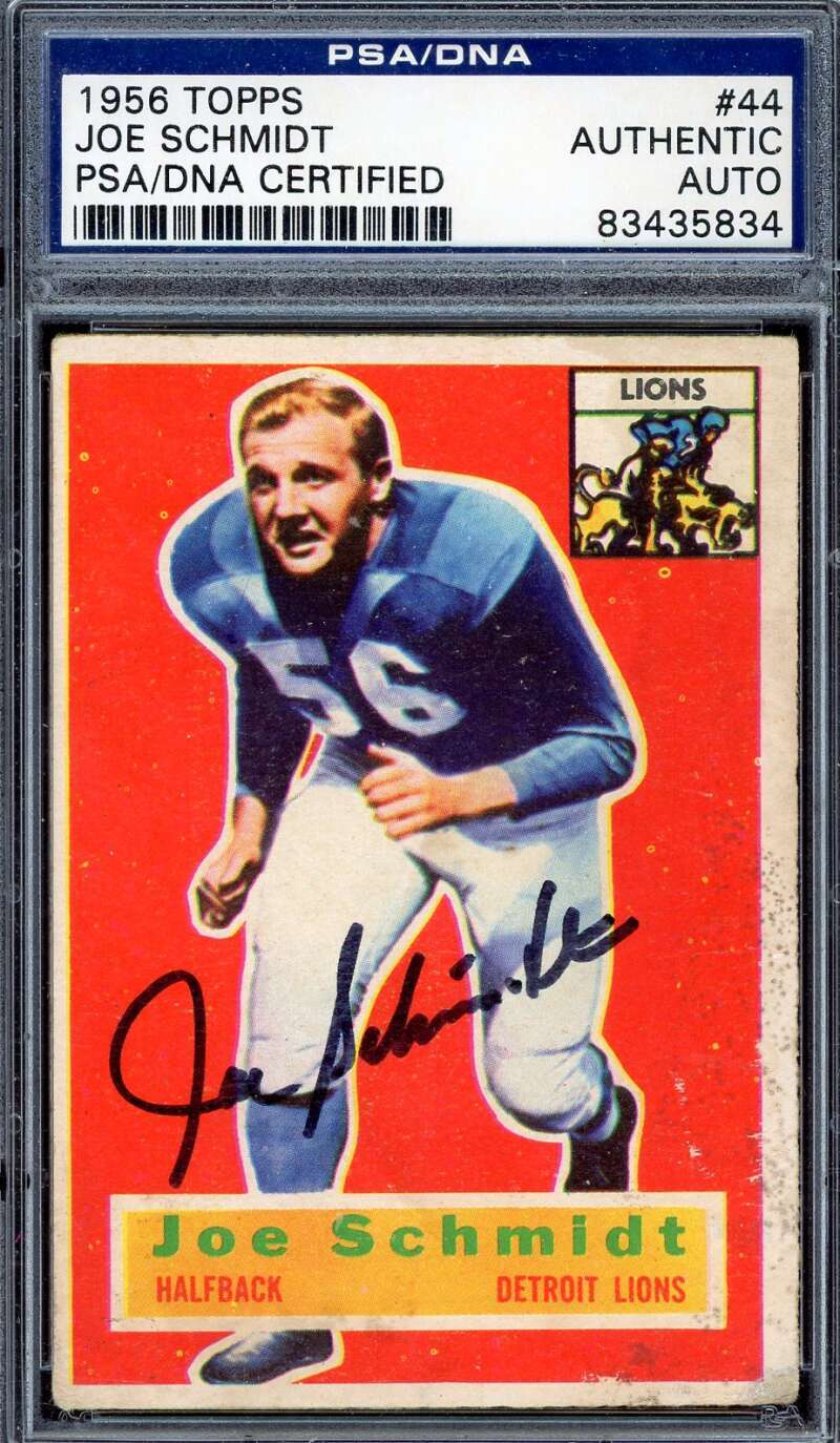 Joe Schmidt PSA DNA Signed 1956 Topps Rookie Autograph