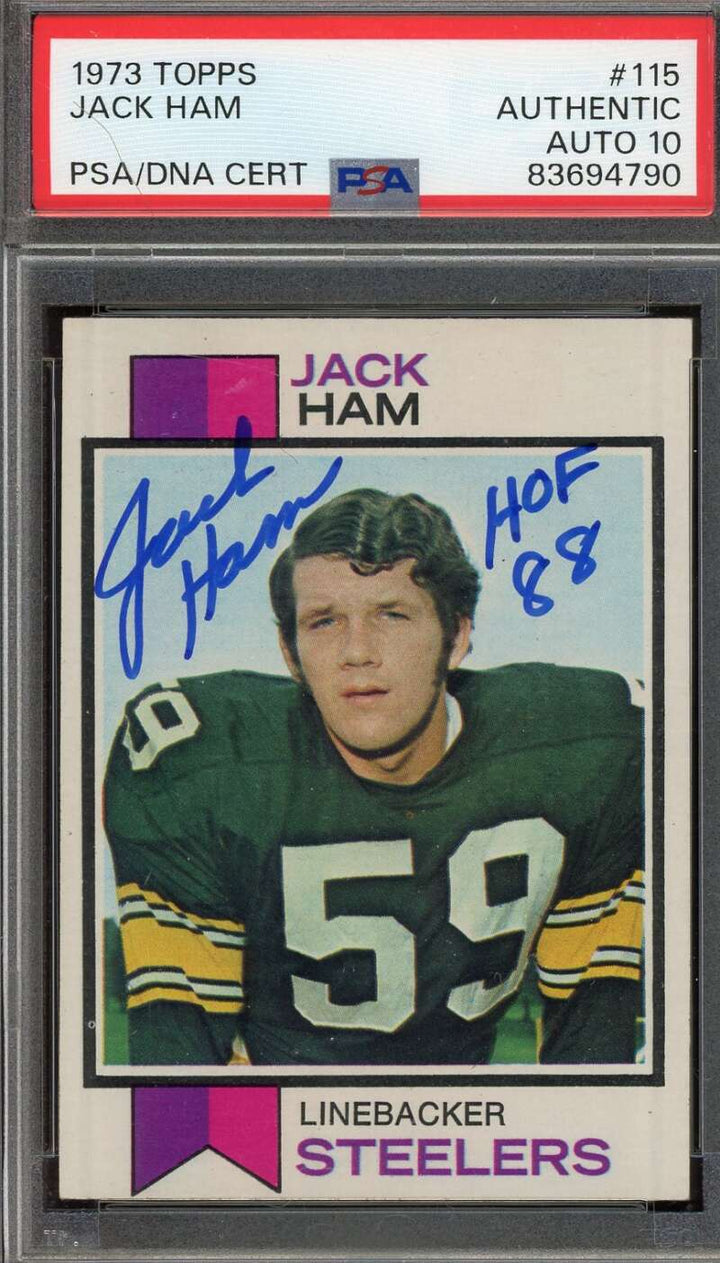 Jack Ham Gem Mint 10 PSA DNA Signed 1973 Topps Rookie Autograph