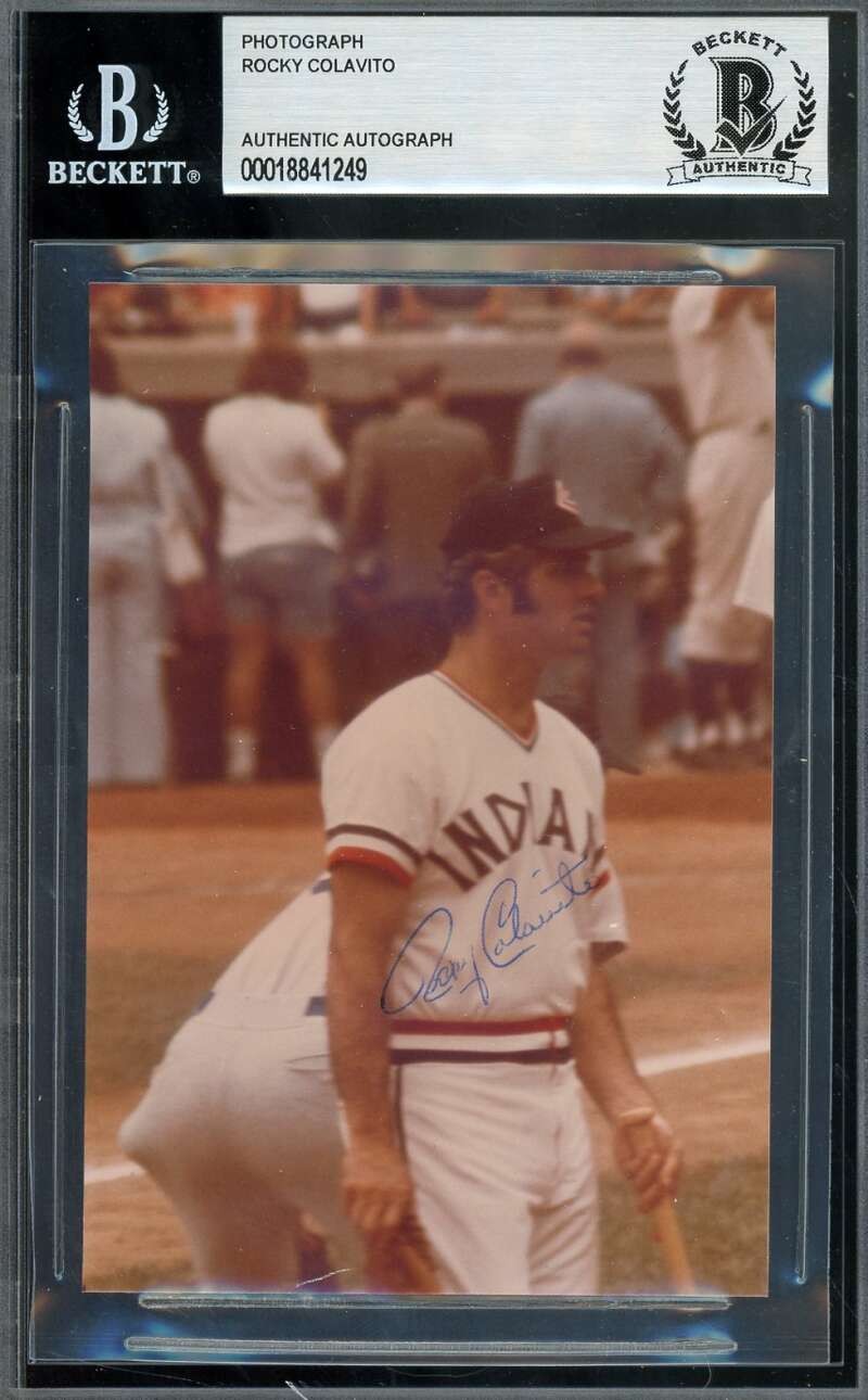 Rocky Colavito Beckett BAS Signed Original 4x5 Photo Autograph
