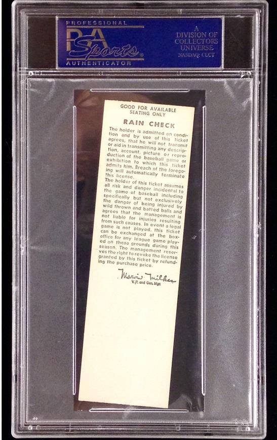 SEATTLE PILOTS vs INDIANS June 2 1970 Full Unused Phantom Game Ticket Stub PSA 8