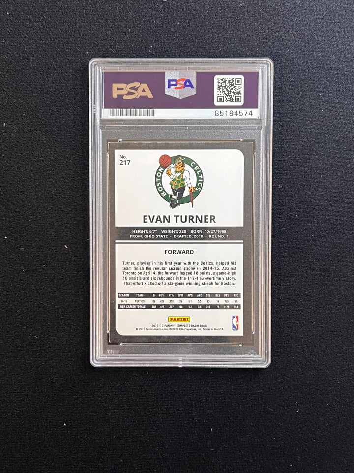 2015-16 Panini Complete #217 Evan Turner Signed Card AUTO 10 PSA Slabbed Celtics