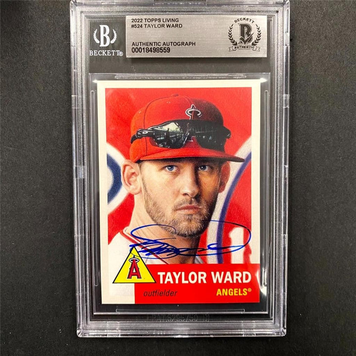 Taylor Ward signed 2022 Topps Living Set card #524 auto Angels 559 Beckett BAS