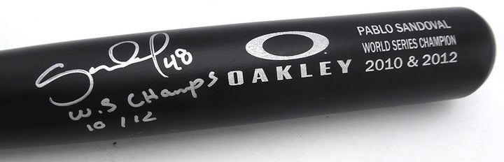 Pablo Sandoval Signed Oakley Bat Giants "WS Champs 10/12" Beckett #BU87133