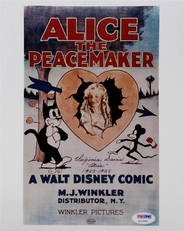 VIRGINIA DAVIS Disney's ALICE THE PEACEMAKER Signed 8x10 Photo ~ PSA/DNA COA