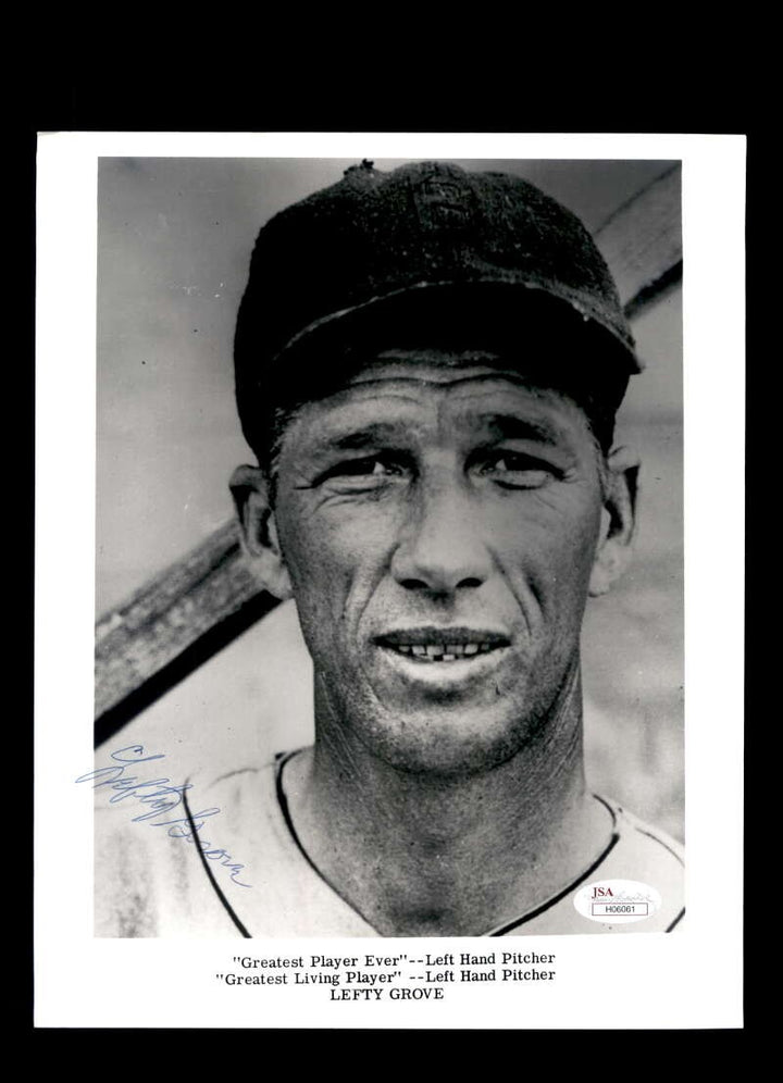 Lefty Grove JSA Coa Signed  8x10 Photo Autograph
