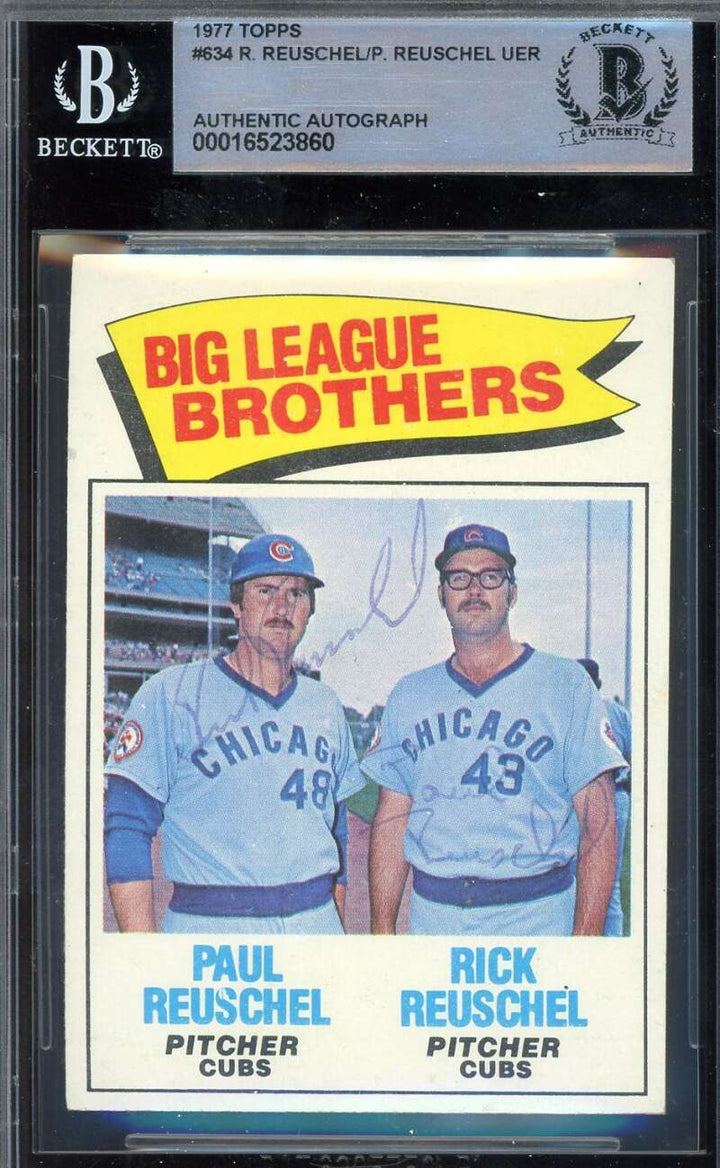 Rick and Paul Rueschel Beckett BAS Signed 1977 Topps Autographed