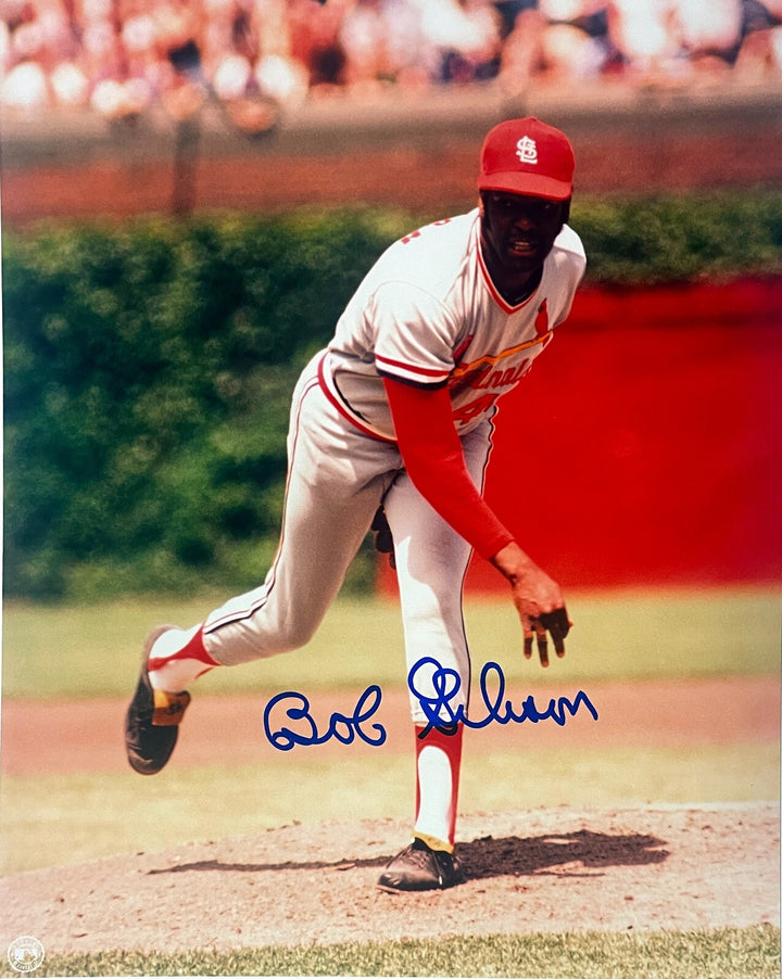 Bob Gibson signed St. Louis Cardinals 8x10 Photo- Tuff Stuff COA/Show Ticket