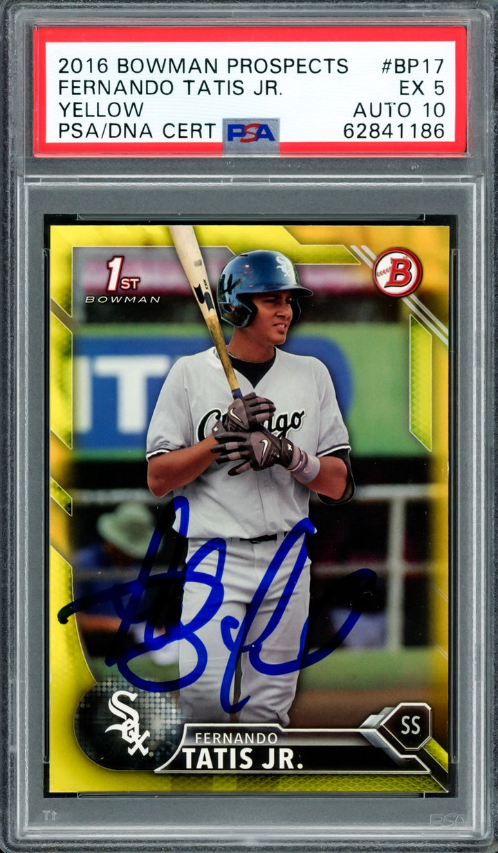 Fernando Tatis Jr Auto 2016 Bowman Prospects Yellow RC BP17 PSA 5 Sig 10 PSA/DNA
