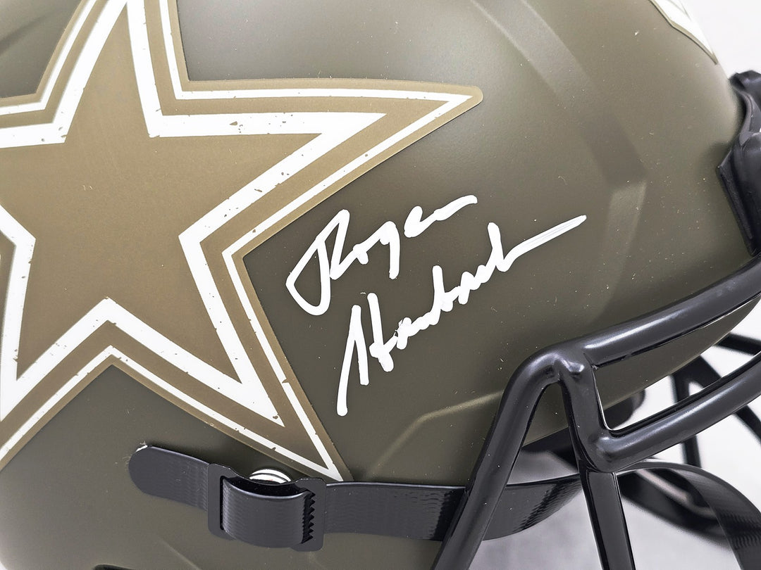 Roger Staubach Auto Cowboys Salute To Service Camo Full Size Rep Helmet Beckett