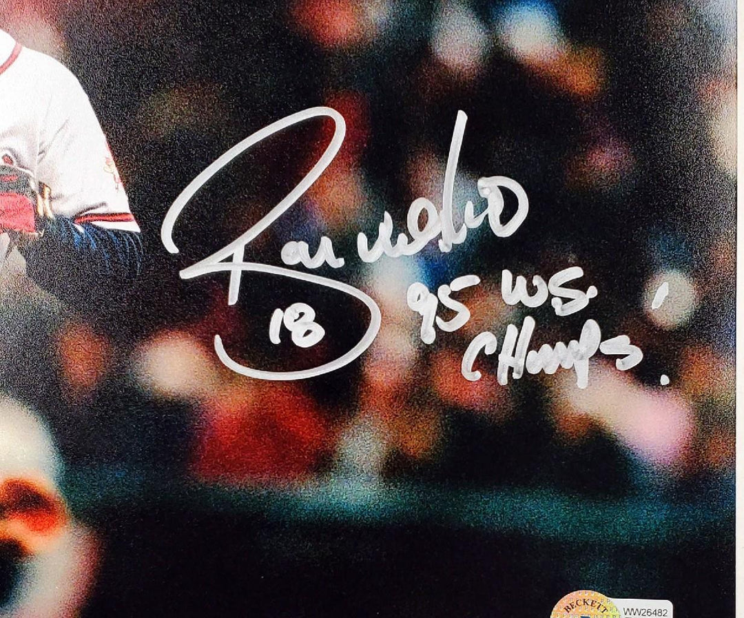 Ryan Klesko signed "95 WS Champs" 8x10 photo Braves ~ Beckett BAS Witness Holo
