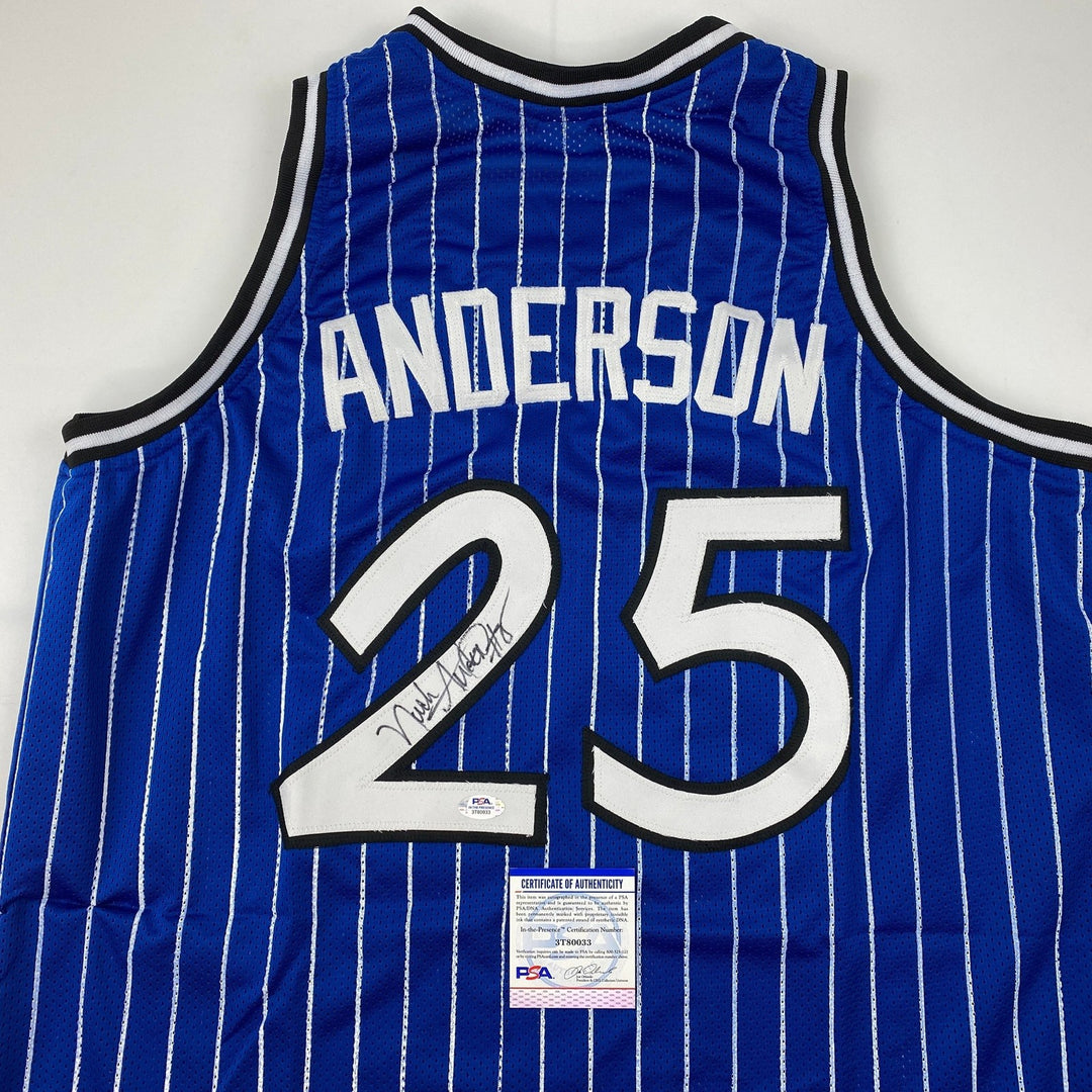 Autographed/Signed Nick Anderson Orlando Blue Pinstripe Jersey PSA/DN