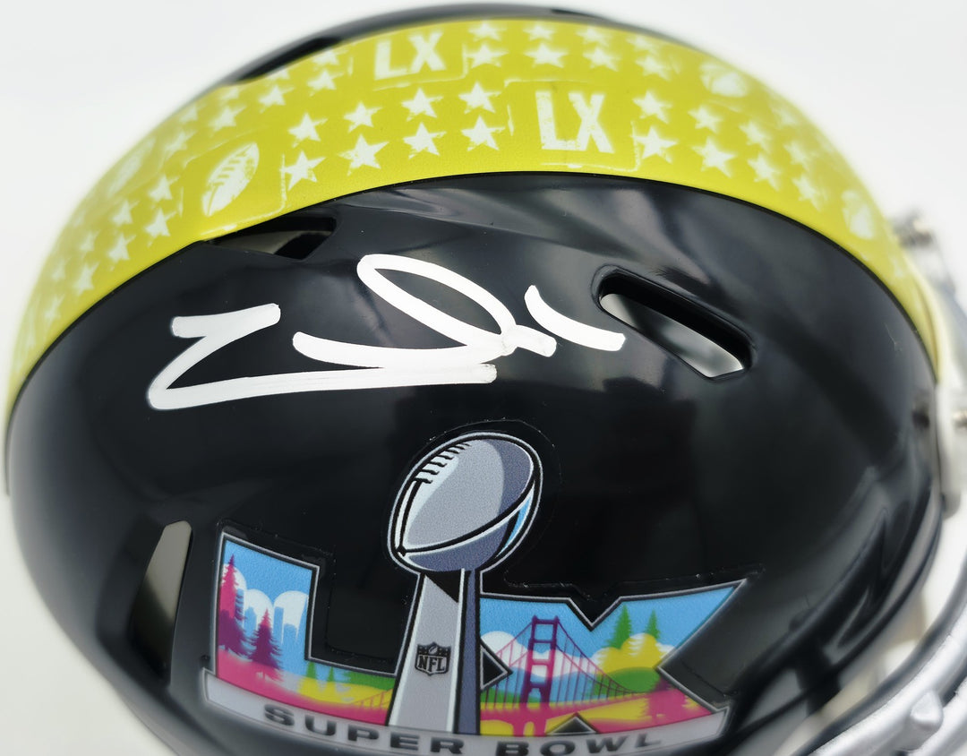 Zach Charbonnet Signed Seahawks Black SB LX Logo Speed Mini Helmet MCS Holo
