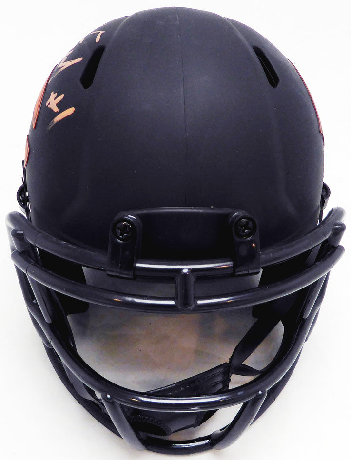 Justin Fields Signed Chicago Bears Eclipse Black Speed Mini Helmet Beckett QR