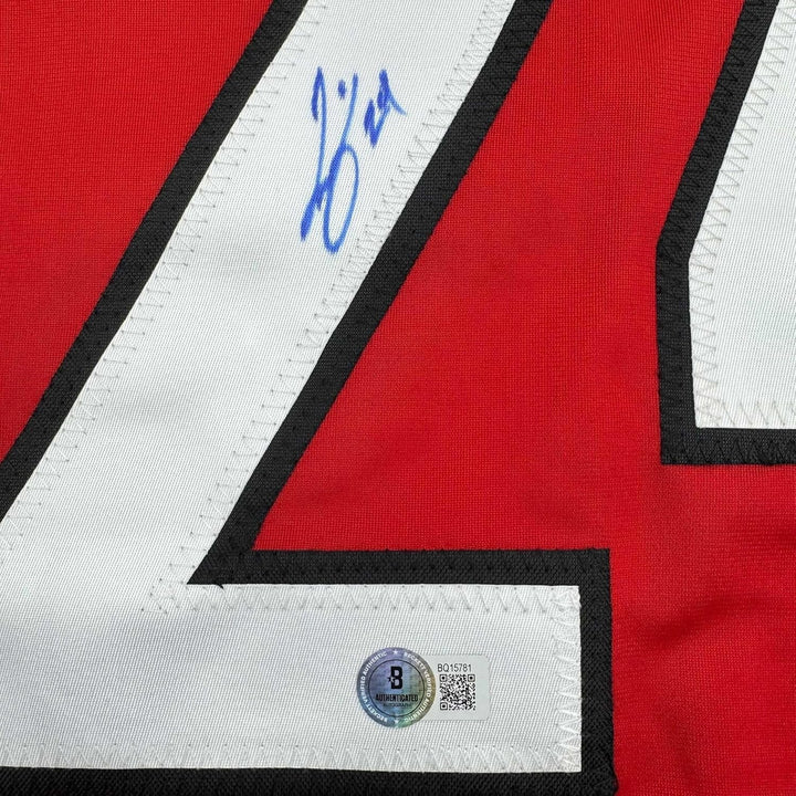 Framed Autographed/Signed Seth Jarvis 35x39 Carolina Red Jersey BAS COA