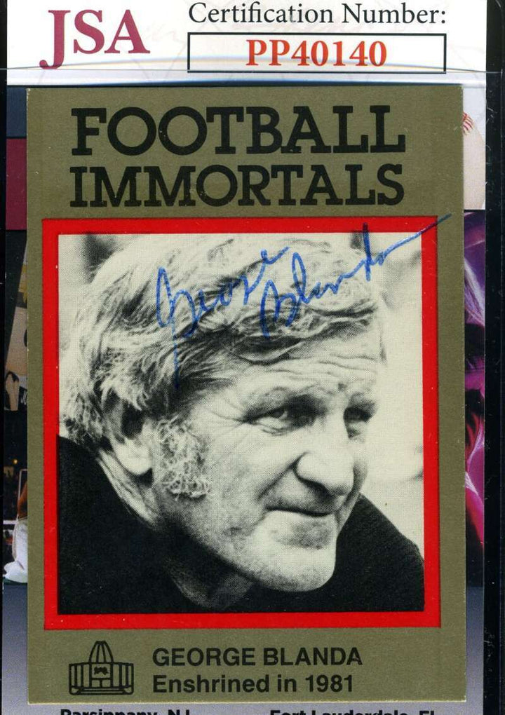 George Blanda JSA Coa Signed 1985 Football Immortals Autograph