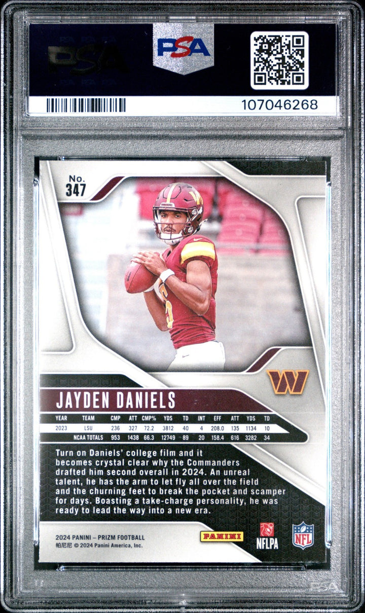 Graded 2024 Panini Prizm Jayden Daniels #347 Rookie RC Football Card PSA 10