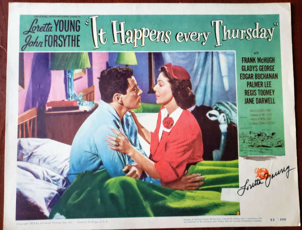 Loretta Young PSA DNA Signed 11x14 It Happens Every Thursday Original Lobby Card