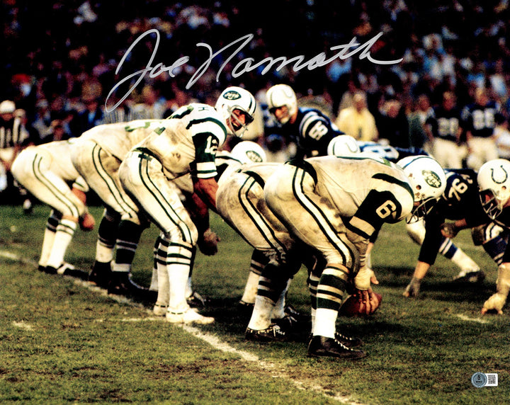 Joe Namath Signed Framed 16x20 Photo New York Jets Beckett BAS Witness