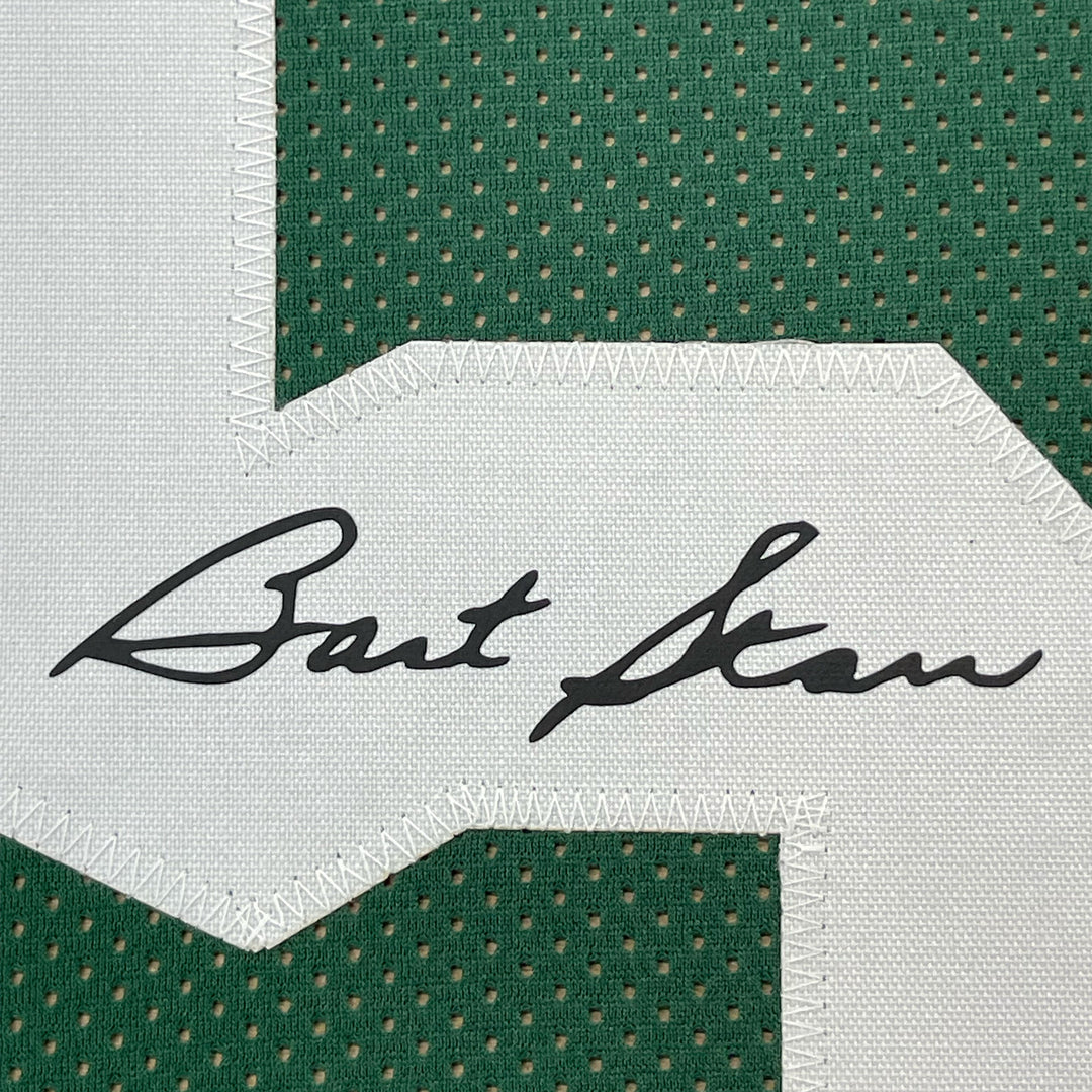 Framed Facsimile Autographed Bart Starr 33x42 Green Reprint Laser Auto Jersey