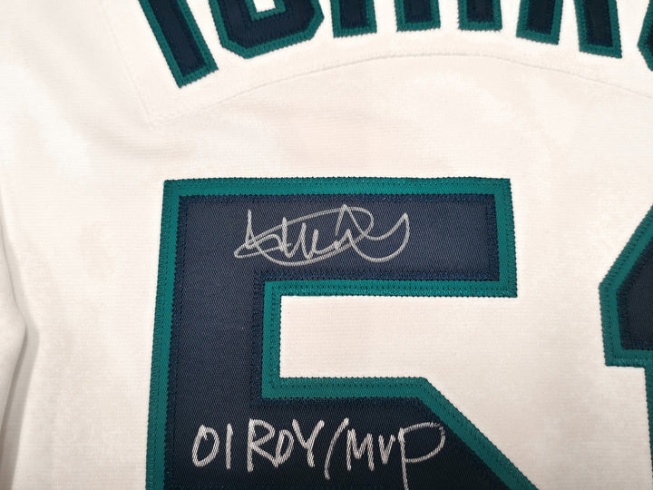 Mariners Ichiro Suzuki Auto White M&N Cooperstown 2001 ASG Jersey 48 01 ROY/MVP