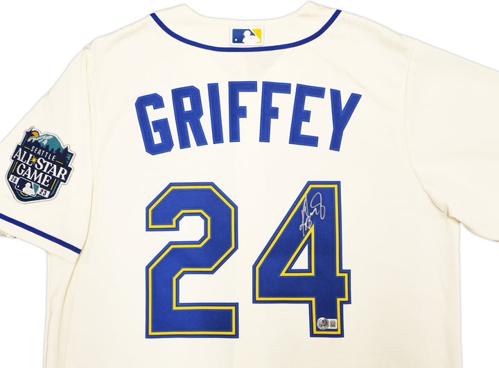 Mariners Ken Griffey Jr Auto Cream Nike 2023 AS Game Patch Jersey Size M Beckett