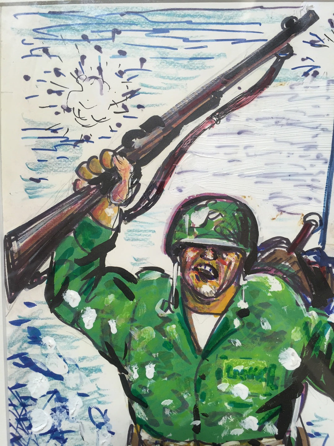 Bill Gallo ORIGINAL Marines Color Painting Signed 1/1 Art Daily News Framed Auto