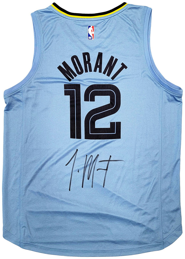 Memphis Grizzlies Ja Morant Signed Light Blue Fanatics Jersey Size L JSA