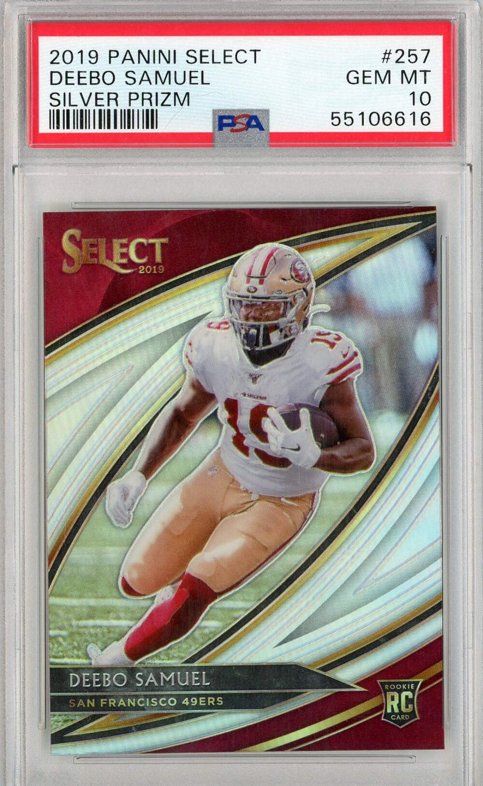 Graded 2019 Panini Select Deebo Samuel #257 Silver Prizm RC Football Card PSA 10