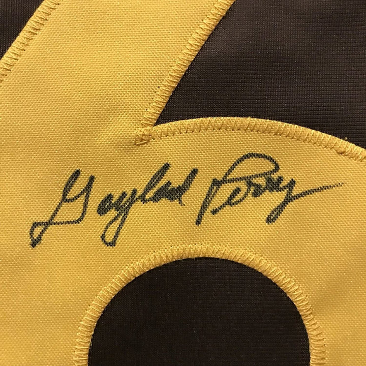 Framed Signed Gaylord Perry 35x39 San Diego Brown Jersey JSA COA
