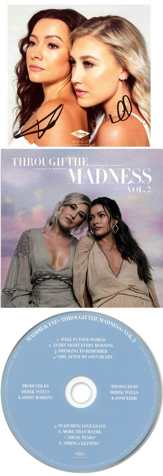 Maddie & Tae signed 2022 Through The Madness Vol. 2 4x4 Art Card/Album/CD- JSA