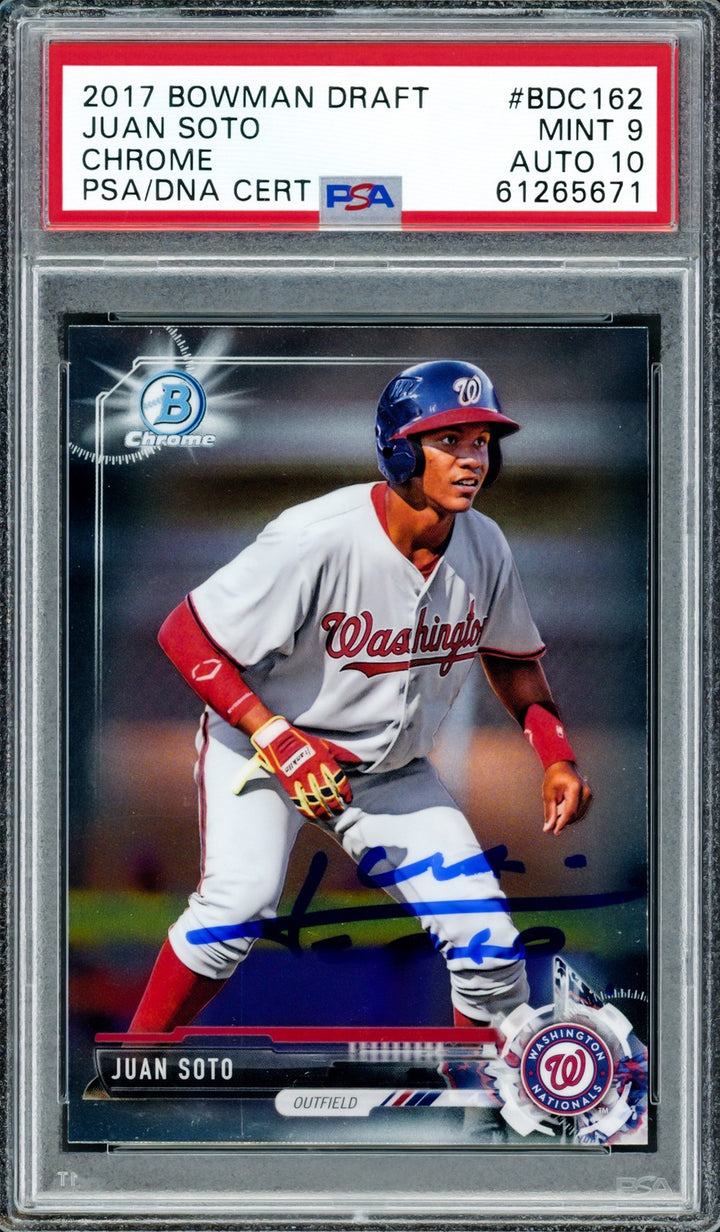 Juan Soto Auto 2017 Bowman Draft Chrome RC BDC162 Mets PSA 9 Auto GM 10 PSA/DNA