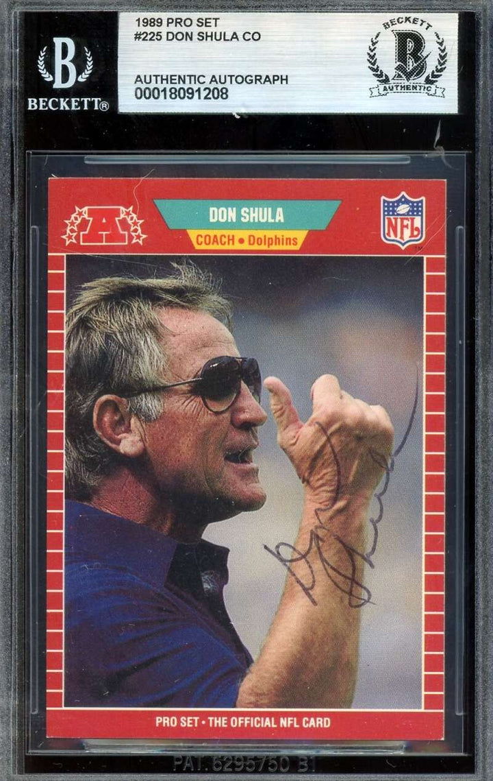 Don Shula Beckett BAS Signed 1989 Pro Set Autograph