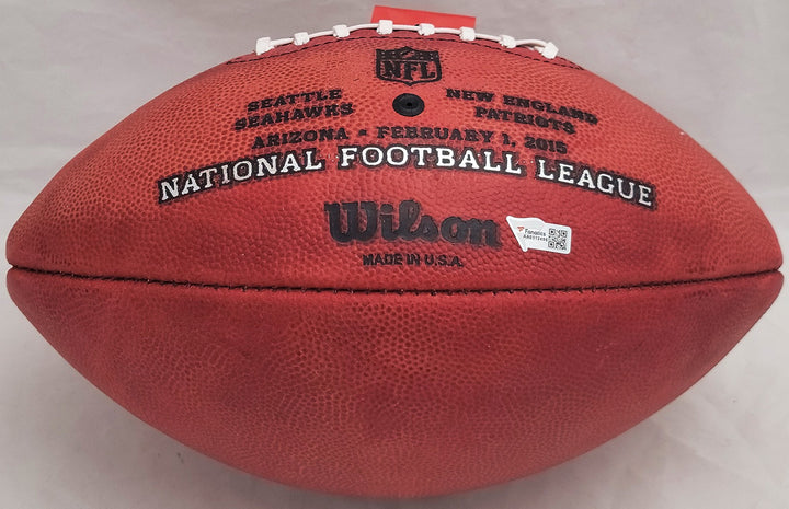 Tom Brady Auto Patriots NFL Leather Super Bowl XLIX Logo Football Fanatics Holo