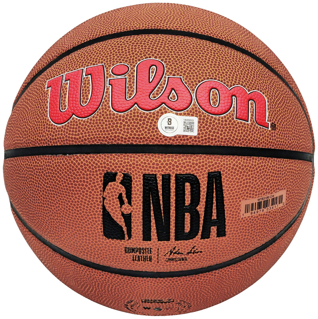 Dennis Rodman Signed Composite Leather Chicago Bulls Logo Basketball Beckett Wit
