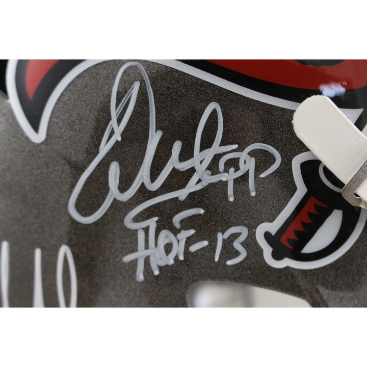 Tampa Bay Buccaneers SB 37 Alstott Sapp +3 Signed F/S TB Helmet Beckett W 54861
