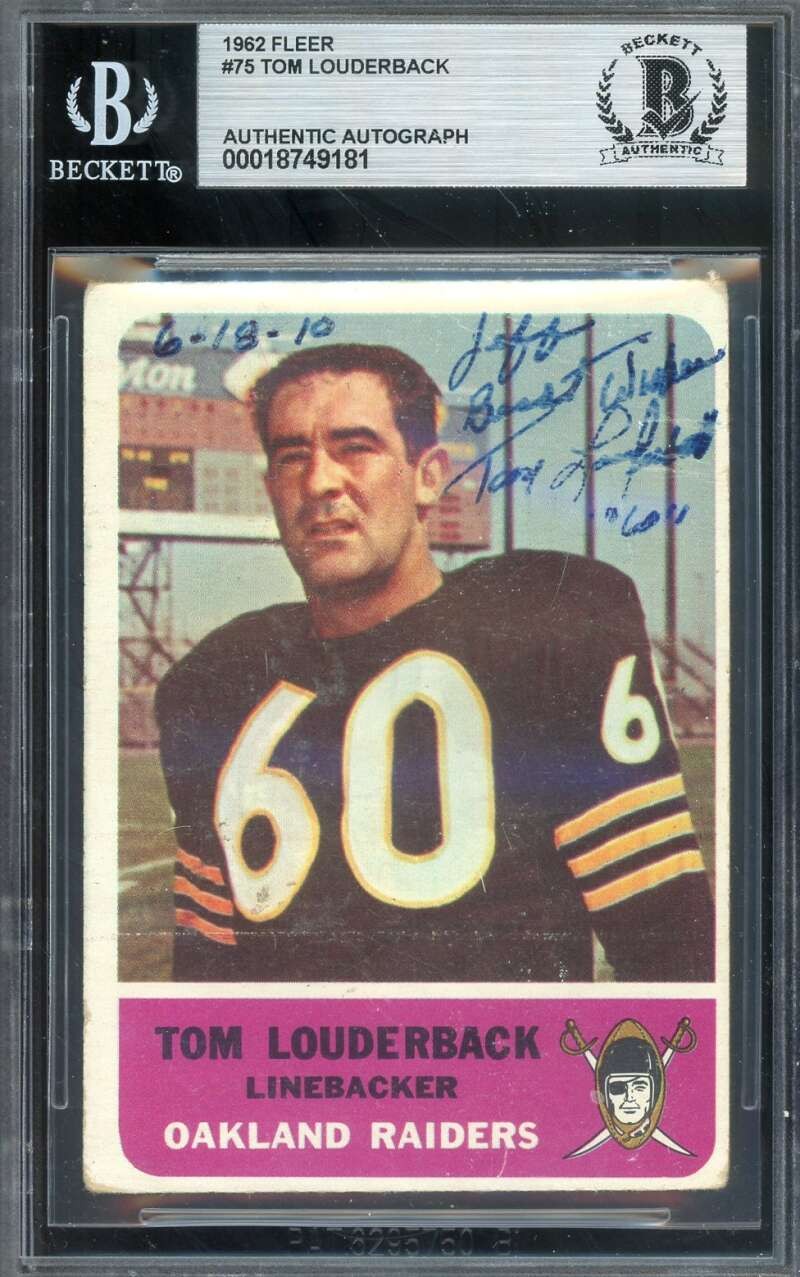 Tom Louderback Beckett BAS Signed 1962 Fleer Rookie Autograph