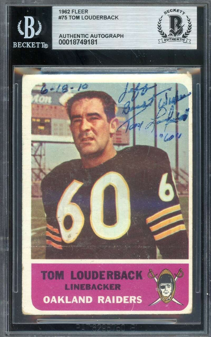 Tom Louderback Beckett BAS Signed 1962 Fleer Rookie Autograph
