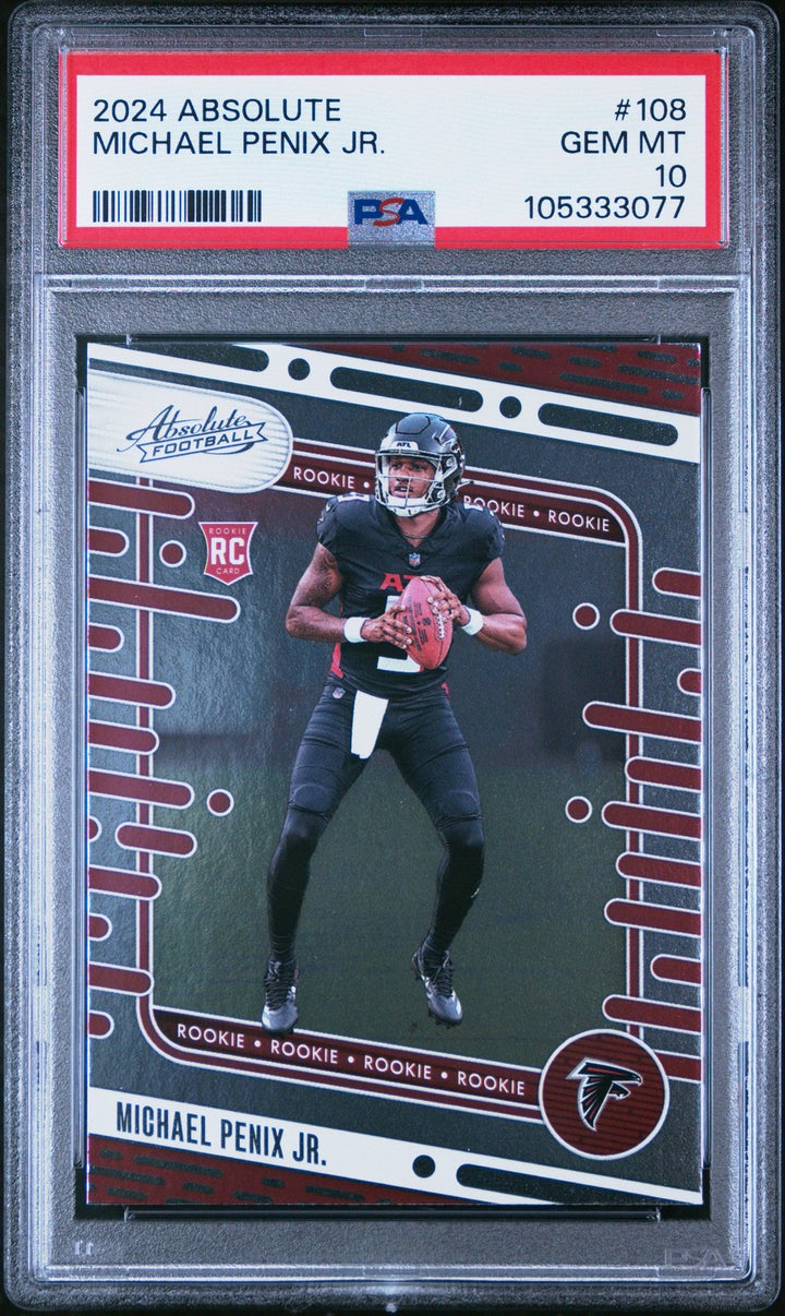 Graded 2024 Panini Absolute Michael Penix Jr #108 Rookie RC Card PSA 10
