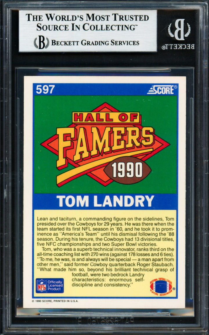 Tom Landry Signed 1990 Score Card #597 Dallas Cowboys Beckett BAS #18283485
