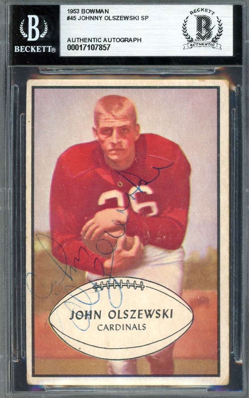 Johnny Olszewski Beckett BAS Signed 1953 Bowman Rookie Autograph