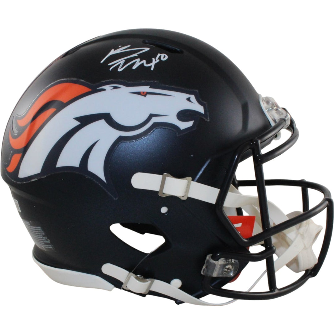Bo Nix Autographed/Signed Denver Broncos Authentic Helmet Beckett Witness 56437