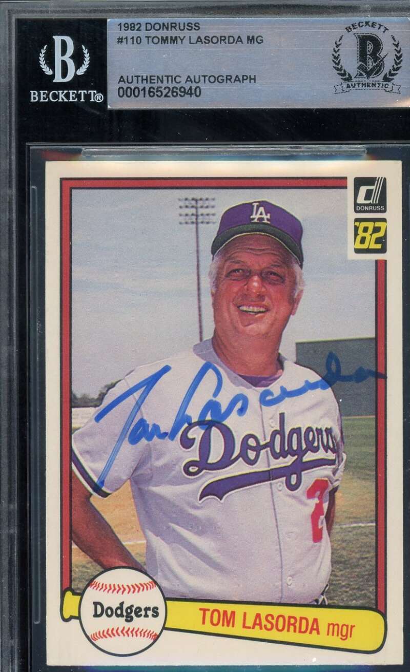 Tommy Lasorda Beckett BAS Signed 1982 Donruss Autograph